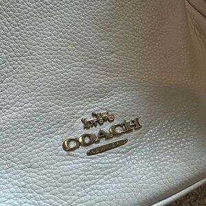 Used - Coach Cream Leather Shoulder Bag with Textured Finish